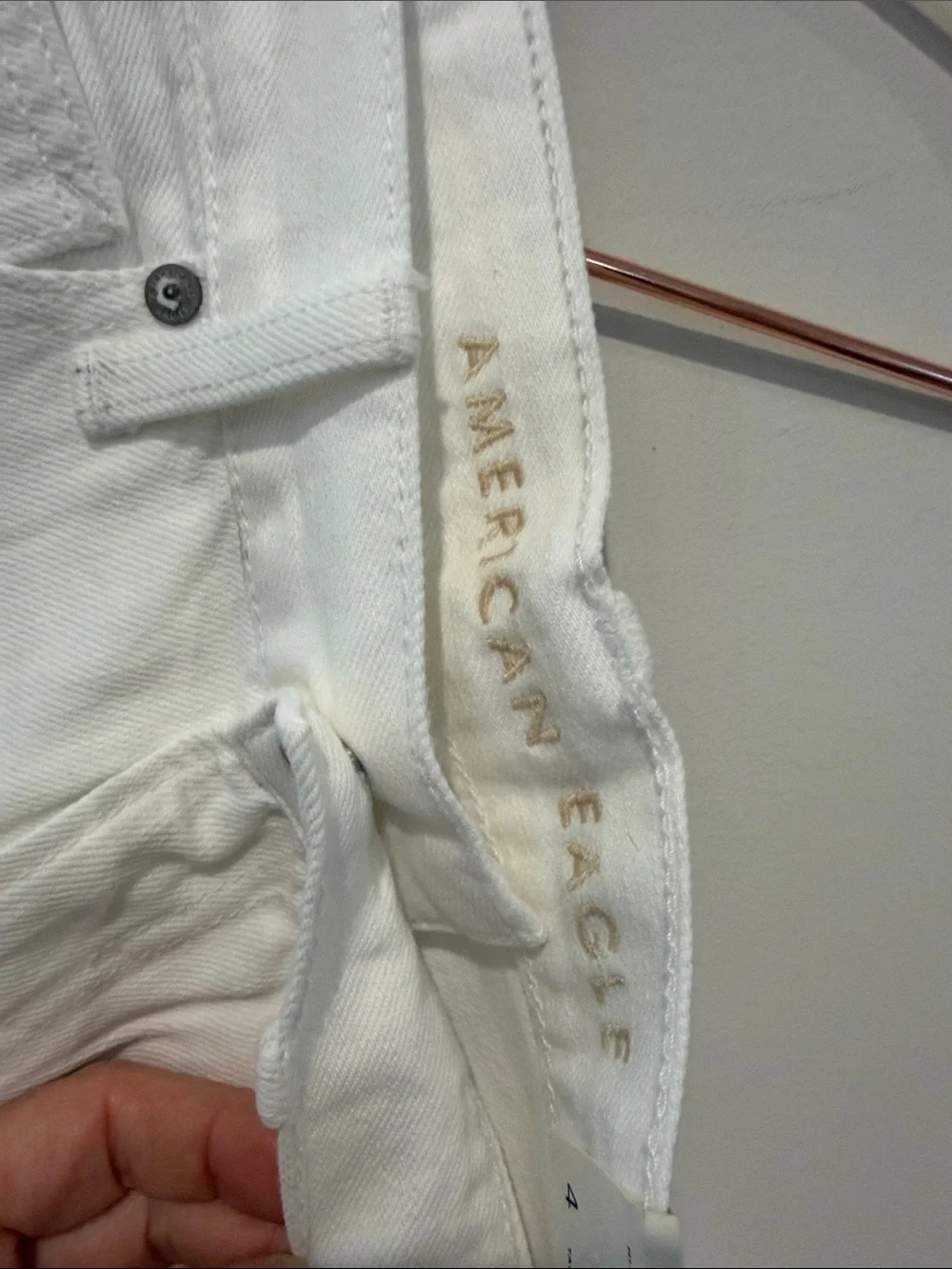 American Eagle Outfitters White Distressed Denim Cutoff Shorts. High rise.